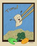  broccoli carrot celeriac chopsticks food happy imminent_vore noodles papyrus sepia_(artist) tofu 