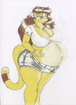  belly big_belly big_butt big_thighs breasts butt feline female huge_breasts lion lioness milf mother pre_milf pregnant skimpy skirt solo 
