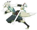  canine fox male mouth_hold running solo sword weapon yow 