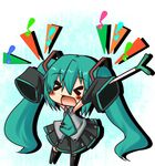  &gt;_&lt; aokichi aqua_hair blush_stickers chibi closed_eyes detached_sleeves hatsune_miku long_hair necktie open_mouth skirt sleeves_past_wrists solo spring_onion thighhighs twintails very_long_hair vocaloid 