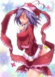  blush hat nagae_iku purple_hair red_eyes santa_hat shawl short_hair solo touhou ueda_eiji 