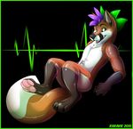  black canine fox green green_eyes heart_rate_monitor hindpaw inflatable mammal paws purple rarakie rubber solo 