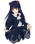  black_hair dress gokou_ruri gothic_lolita kneeling lolita_fashion long_hair mole mole_under_eye ore_no_imouto_ga_konna_ni_kawaii_wake_ga_nai pantyhose red_eyes solo toremoro 