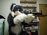  fox fursuit hunting_rifle mammal netiel real sniper_rifle solo 
