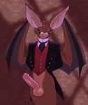  balls bat bottomless clothed clothing eyewear gideon glasses half-dressed male mammal penis pince-nez pose red_eyes restricted_palette solo suit vampire_bat wings 