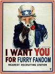  canine fox hat keeshanic-fox looking_at_viewer male parody pointing poster solo star suit uncle_sam 