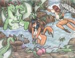  bathing bra breasts bubble bubbles butt canine cute dragon fantasy fantasy_world female flying fox mammal paul_lucas playing soap underwear vixen water waterfall wings young 