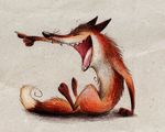  2010 canine coyote digitigrade eyes_closed fox laugh male open_mouth pointing sitting skia solo tail teeth tongue 