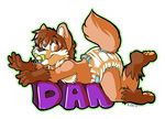  &hearts; badge canine cub cute diaper fox infantilism kalida male orange_eyes pacifier paws solo tail 
