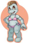  anthro bikini clothed clothing cute female hand_on_hip happy machop nintendo plain_background pok&#233;mon pok&#233;morph pok&eacute;mon skimpy solo standing swimsuit tight_clothing transparent_background unknown_artist video_games 