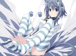  animal_ears bell bell_collar blue_eyes blue_hair cat_ears cat_tail collar face feet frown hands kneehighs original panties pantyshot pantyshot_(sitting) paws satomi short_hair sitting solo striped striped_legwear striped_panties tail thighhighs underwear 