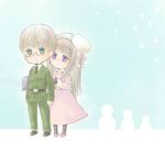  1boy 1girl artist_request axis_powers_hetalia couple estonia_(hetalia) genderswap russia_(hetalia) snowman 