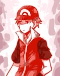 1boy badass baseball_cap brown_hair hat male male_focus mt pokemon pokemon_(gameverse) red_(pokemon) silver solo 