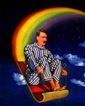  adolf_hitler cloud human male night not_furry pyjamas rainbow serious_business sky sled sleigh solo what 