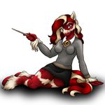  clemikou cosplay equine female harry_potter hermione_granger hooves horse looking_at_viewer mare red skirt solo wand white 