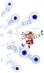  blonde_hair blush chibi danmaku fang flandre_scarlet flying hat o_o oso_(toolate) outstretched_arms simple_background solo touhou wings 