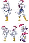  avian big_breasts bird bittenhard breasts butt chicken clothed clothing female hen looking_at_viewer nipples plain_background pussy skimpy solo standing suspenders topless white_background wide_hips 