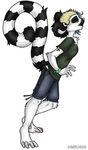  clothing female hair holly_massey lemur plain_background shirt short_hair shorts solo tail tomboy white_background white_hair zeriara_(character) 