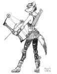  arrow bow(weapon) bow_(weapon) compound_bow(weapon) female ferret goth midriff scott_ruggels skirt solo weapon 