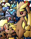  bibarel black_eyes blue_eyes buneary eevee flaaffy lopunny lucario mareep nintendo oomamoke pok&#233;mon pok&eacute;mon porygon-z red_eyes riolu rotom swablu tangela tangrowth video_games yellow_eyes 