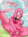  avian breasts female fingering flamingo inside malachi masturbation nipples nude pink pussy solo spreading tail 