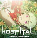  album_cover blush chou_shittou_caduceus cover doi_masayuki dutch_angle flower green_hair headphones highres hospital_rokunin_no_ishi long_hair lying nature official_art on_back on_ground outdoors pink_eyes ribbon rosalia_rosselini scan smile solo upper_body 