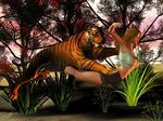  3d animal feline female feral human interspecies male straight tiger zoo 