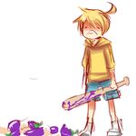  baseball_bat blonde_hair eggplant eggplants jacket kagamine_len shorts vocaloid2 