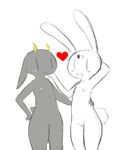  &hearts; blush breasts caprine female goat horn horns lagomorph lesbian mammal nan_(nq) nan_quest nipples nude open_mouth plain_background pussy rabbit ruby_(rq) ruby_quest tail third_eye white_background yattermang 