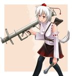  animal_ears detached_sleeves gun hat inubashiri_momiji kcme knife panzerschreck panzerwurfmine_lang red_eyes rifle rocket_launcher short_hair silver_hair solo tail thighhighs tokin_hat touhou weapon wolf_ears wolf_tail 