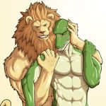  brilis cute duo ears feline gay hair lion lizard male mammal mane muscles nails nude pose reptile scalie tail teeth yellow_eyes 