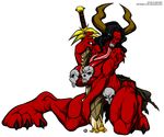  big_breasts bloodletter breasts chaos demon deonwolf female horns khorne long_tongue solo stygi sword tongue unconvincing_armour weapon 
