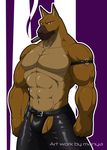  anthro biceps big_muscles canine dog leather male mammal manya muscles no_nipples pecs pose solo vein 