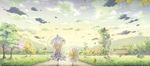  bad_id bad_pixiv_id blonde_hair cloud cloudy_sky dress fox_tail from_behind hat highres house landscape leaf long_hair multiple_girls multiple_tails nature outdoors scenery sky sunset tail tamamono_atae touhou tree umbrella very_long_hair walking_away wallpaper yakumo_ran yakumo_yukari younger 