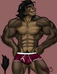  anthro balls big_balls boxer_briefs bulge feline kain3 lion male mammal muscles pecs pose solo topless underwear 