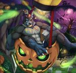  biceps blue_eyes canine fur halloween holidays male mammal muscles null-ghost null_ghost pecs pumpkin wolf 