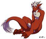  chest_tuft claws cute cyber_zai dragon fluffy_tail horns male nude pointy_ears scalie solo tail 