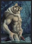  anthro balls canine erection fluffy forest huge_muscles male mammal muscles nude penis pose solo tree wolf wood 