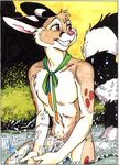  1998 bathing chester color kneeling male nude outside ringtail smile solo terrie_smith vintage water wilderness 