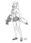  &dagger; bullpup canine erin female picatinny_rail schoolgirl scott_ruggels skirt solo weapon wolf 
