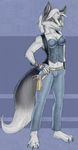  anthro belt belt_buckle breasts canine chromatic_background claws corset female fox gloves gun holster jeans looking_at_viewer mammal pistol pose ranged_weapon simple_background solo tail ulariogryphon vest weapon yellow_eyes 
