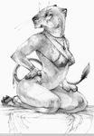  bottomless bra bubblewolf feline female kneeling lion solo tail 