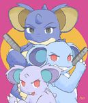  female gun nidoqueen nidoran nidorina pok&eacute;mon trio unknown_artist weapon 