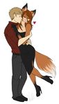  &hearts; 2010 anthro blank_background canine clothed colored couple dress ear_tufts eyes_closed female fox hair hug human kissing love male smile straight tatious vixen white_background 