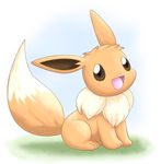  brown_eyes eevee looking_at_viewer nintendo pemyu plain_background pok&#233;mon pok&eacute;mon simple_background smile solo tail video_games white_background 