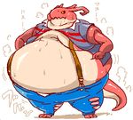  &#21452;&#8224;&#33865; ?&dagger;? dragon japanese_text male morbidly_obese overweight pants solo sweat tail text 