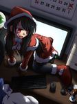  akasaka_takanari all_fours bad_id bad_pixiv_id black_hair blush calendar_(object) character_doll computer dutch_angle figure hat hirasawa_yui k-on! keyboard_(computer) long_hair monitor nakano_azusa nendoroid open_mouth original red_eyes santa_costume santa_hat screen skirt solo the_ring thighhighs yamamura_sadako 