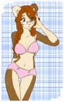  bear bow bra brown_eyes female glasses obliviousally panties solo underwear 