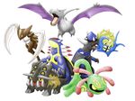  aerodactyl ambiguous_gender armaldo bastiodon cradily dinosaur kabutops nintendo omastar plain_background pok&#233;mon pok&eacute;mon rampardos scalie video_games white_background 