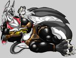 2010 belt book breasts chubby claws dragon female fenrir_lunaris glasses hair hindpaw huge_breasts ivory leggings long_hair long_white_hair necklace red_eyes scalie solo tail white_hair wide_hips wings 